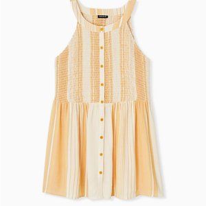 Torrid Yellow Stripe Button Smocked Babydoll Tank Size 1X (NWT)